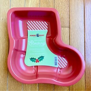 #2 New NORDIC WARE Holiday Stocking Baking Pan Cake Bake Pastry Christmas Tea